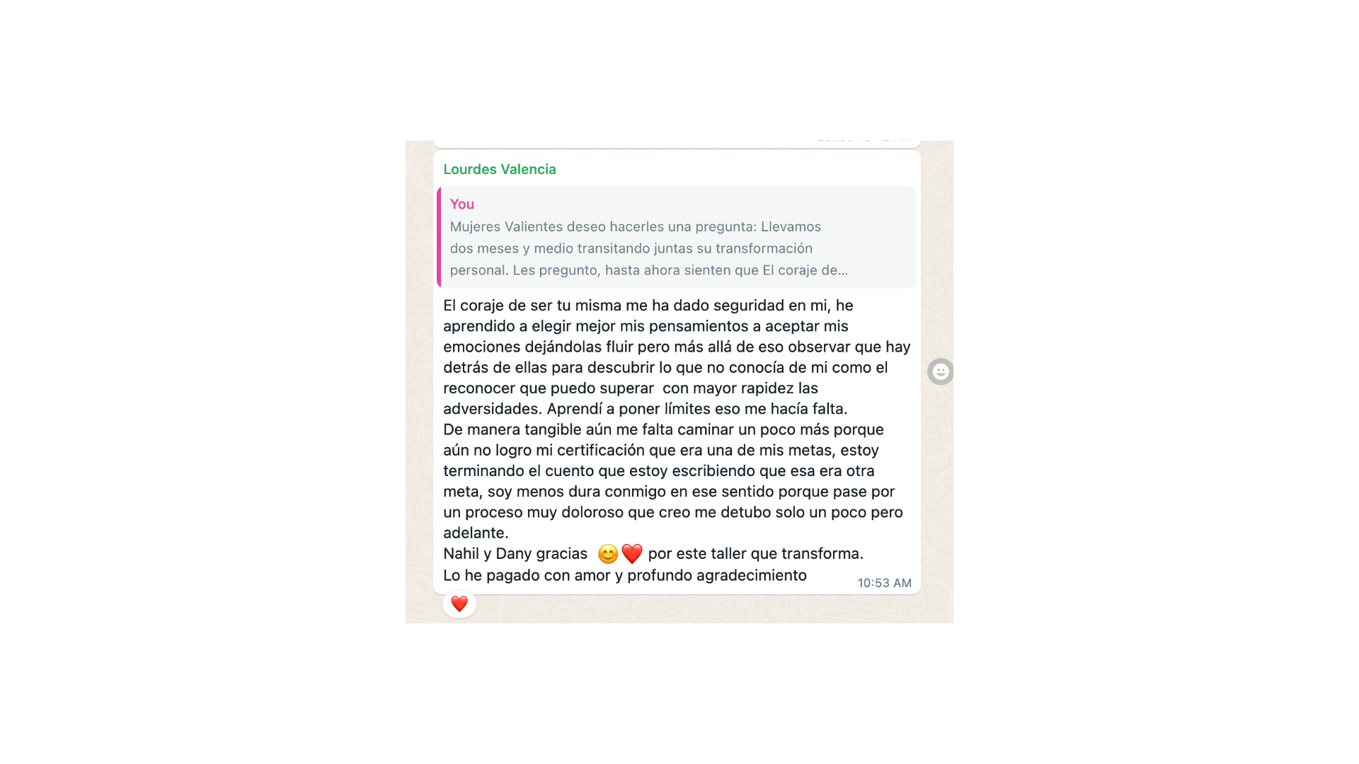 Testimonio de Lourdes Valencia